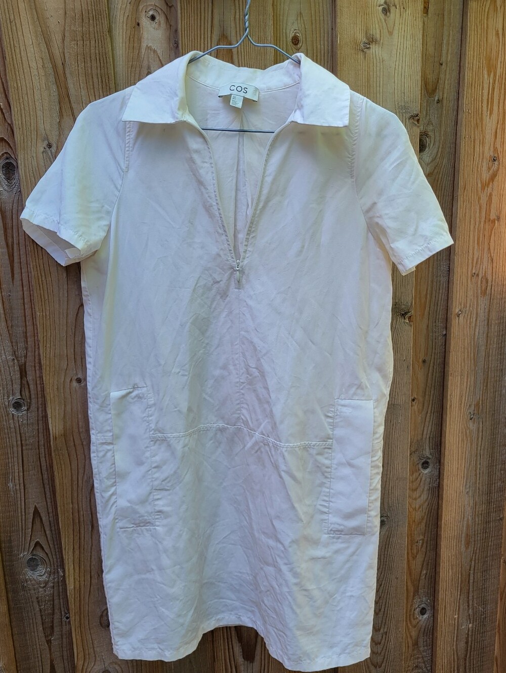 COS White Cotton Polo Dress with Zip Neck